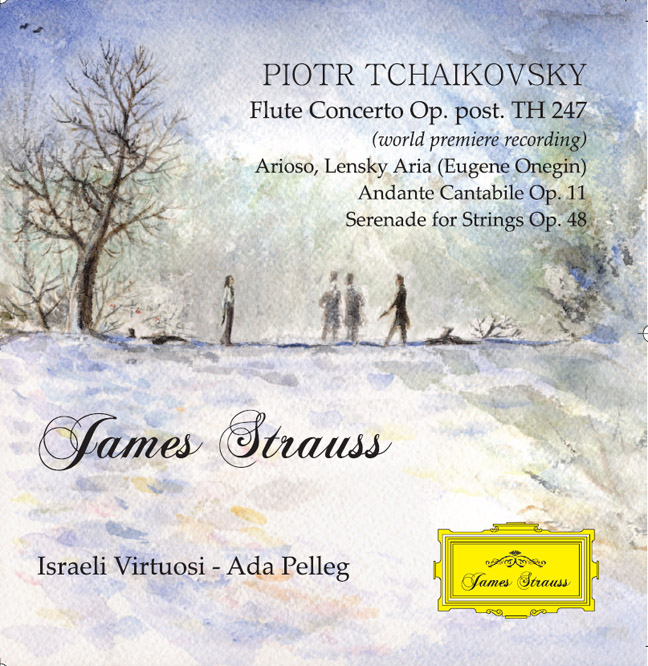Tchaikovsky CD cover illustration for James Strauss flutist, watercolour painting by Lala Ragimov