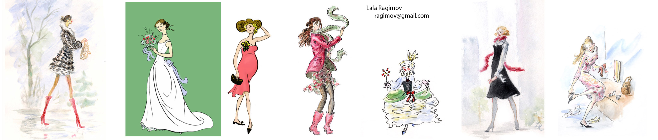 Fashion illustration by Lala Ragimov watercolour ink